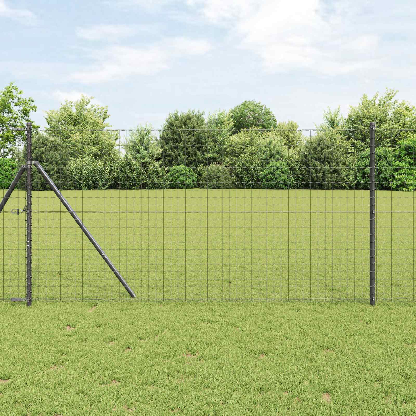 vidaXL Fence Post 12 pcs Grey Powder-coated steel 1