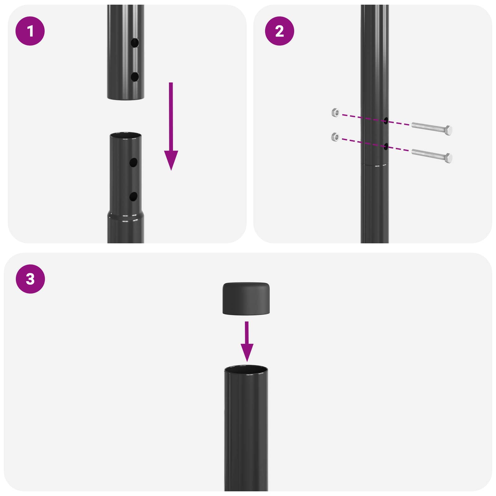 vidaXL Fence Post 12 pcs Grey Powder-coated steel 5