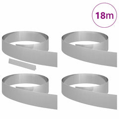 vidaXL Lawn Edging 4 pcs 450 x 15 cm Galvanised Steel Silver 3