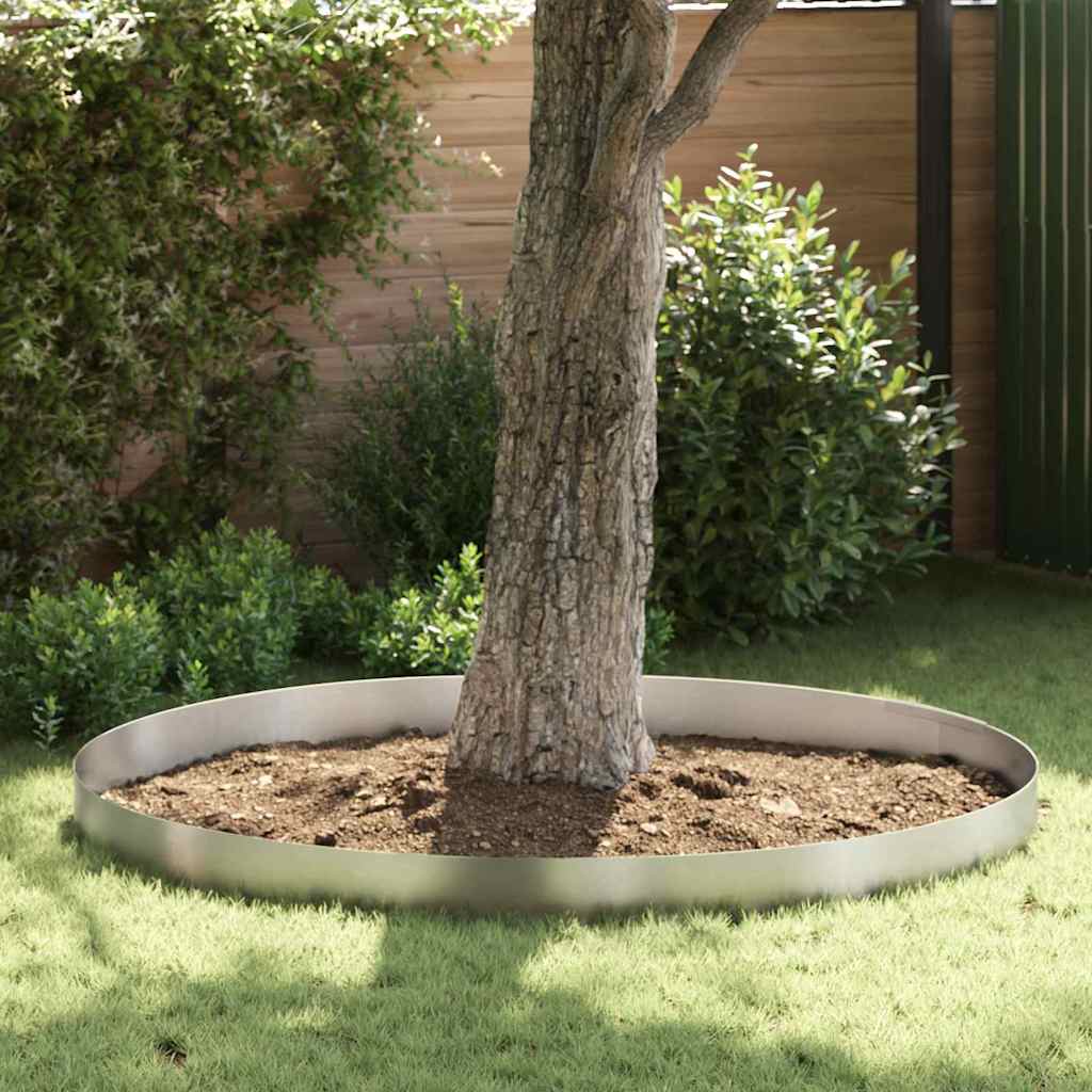 Lawn Edging Silver 4 pcs in Stainless Steel
