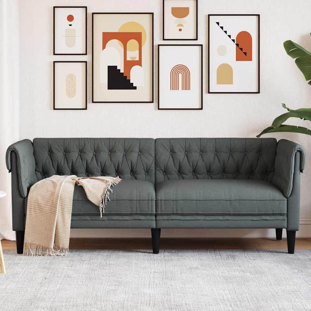 Sofa 78.5 x 74.5 x 74.5 cm Polyester Dark grey 3-seater