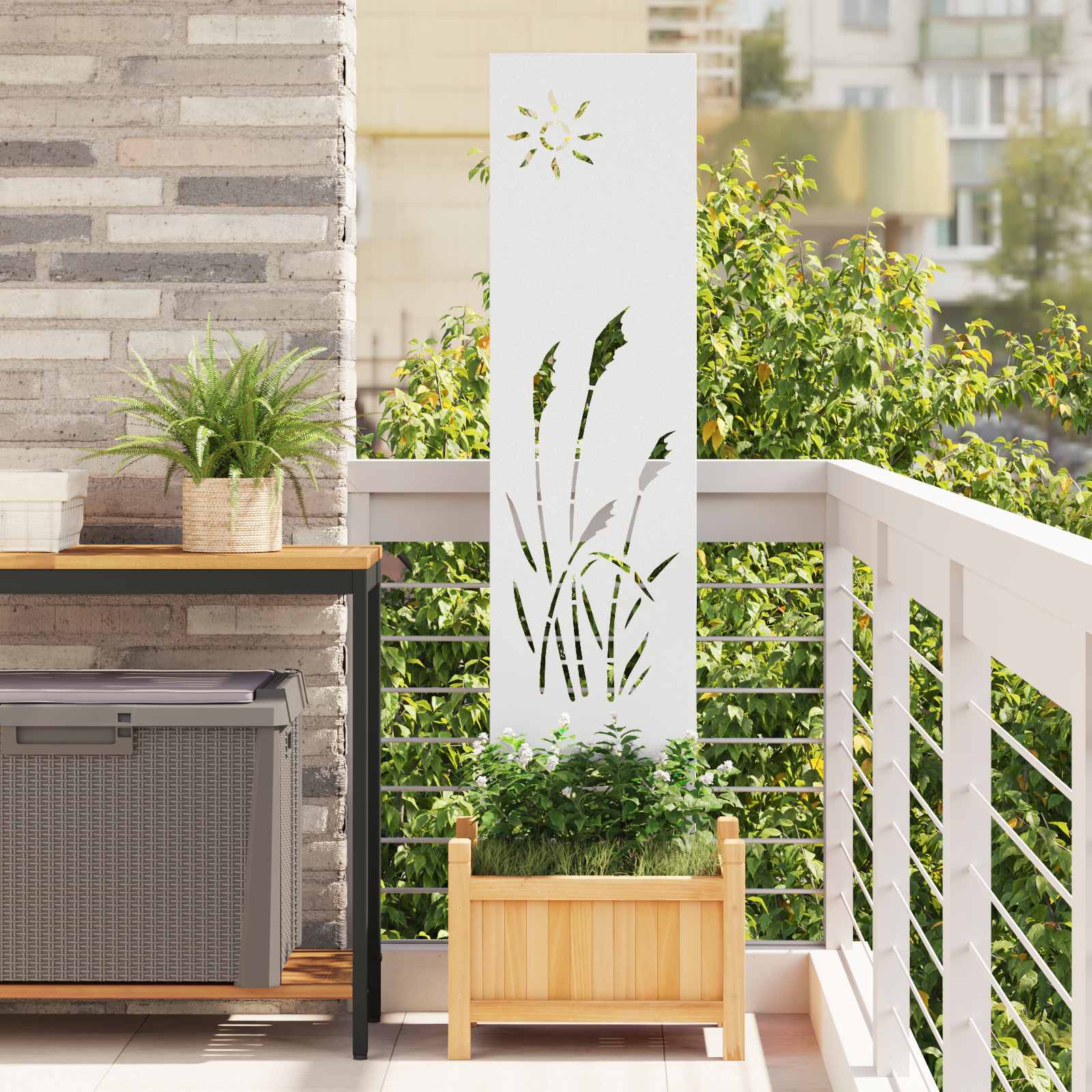 vidaXL Garden Privacy Screen White 32 x 140 cm Cold-rolled steel 1