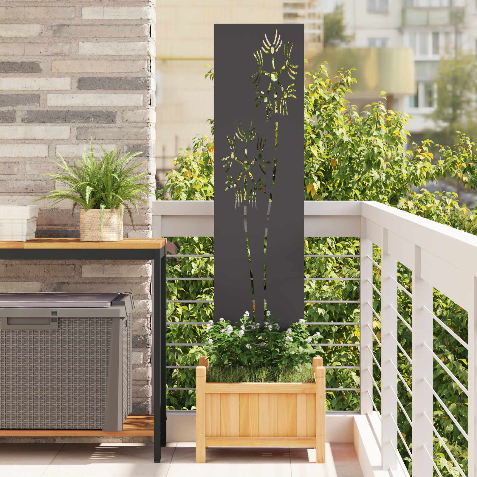 vidaXL Garden Privacy Screen Black 32 x 140 cm Cold-rolled steel 1