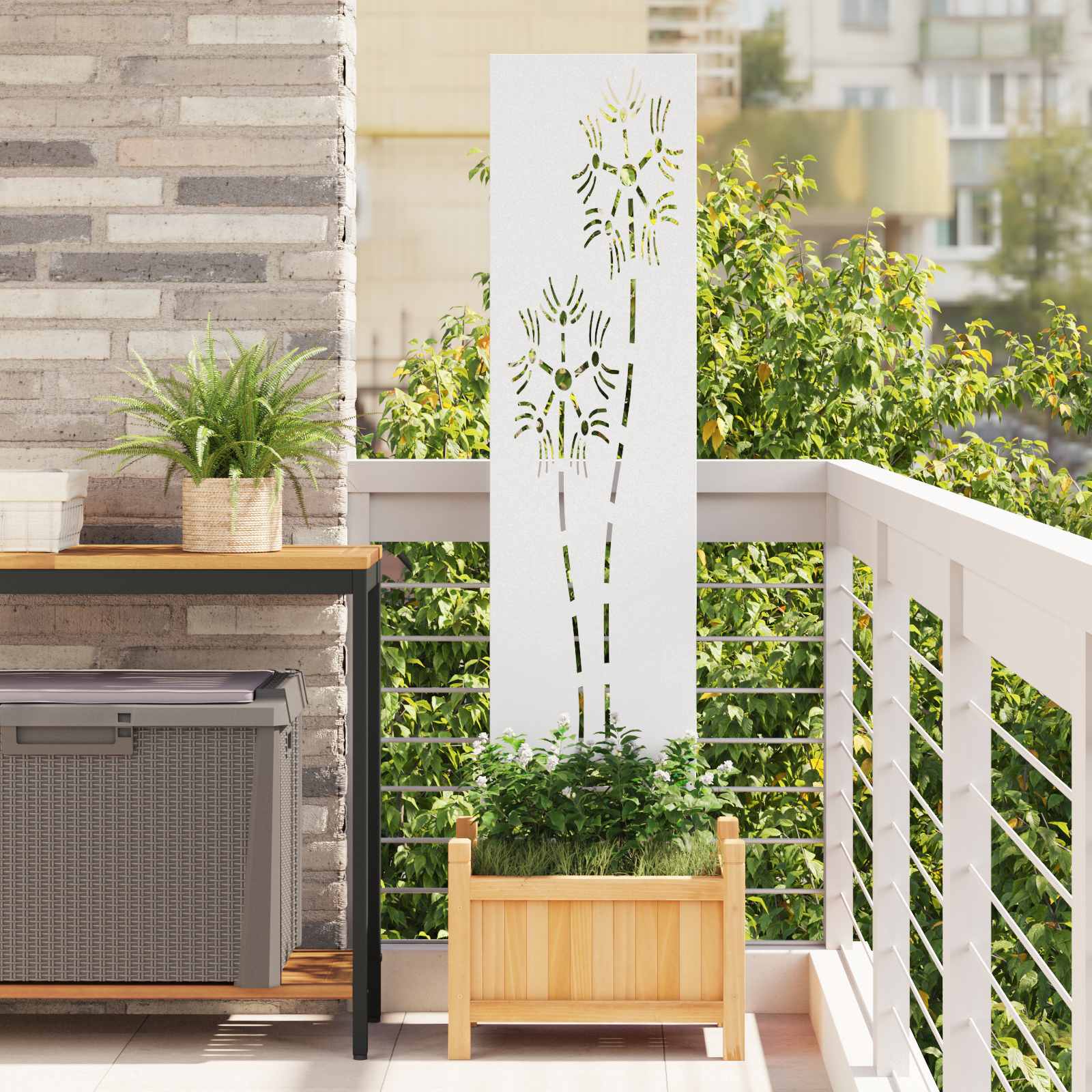 vidaXL Garden Privacy Screen White 32 x 140 cm Cold-rolled steel 1
