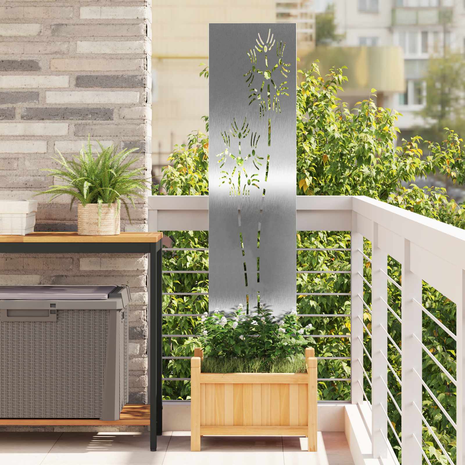 vidaXL Garden Privacy Screen Silver 32 x 140 cm Stainless steel 1