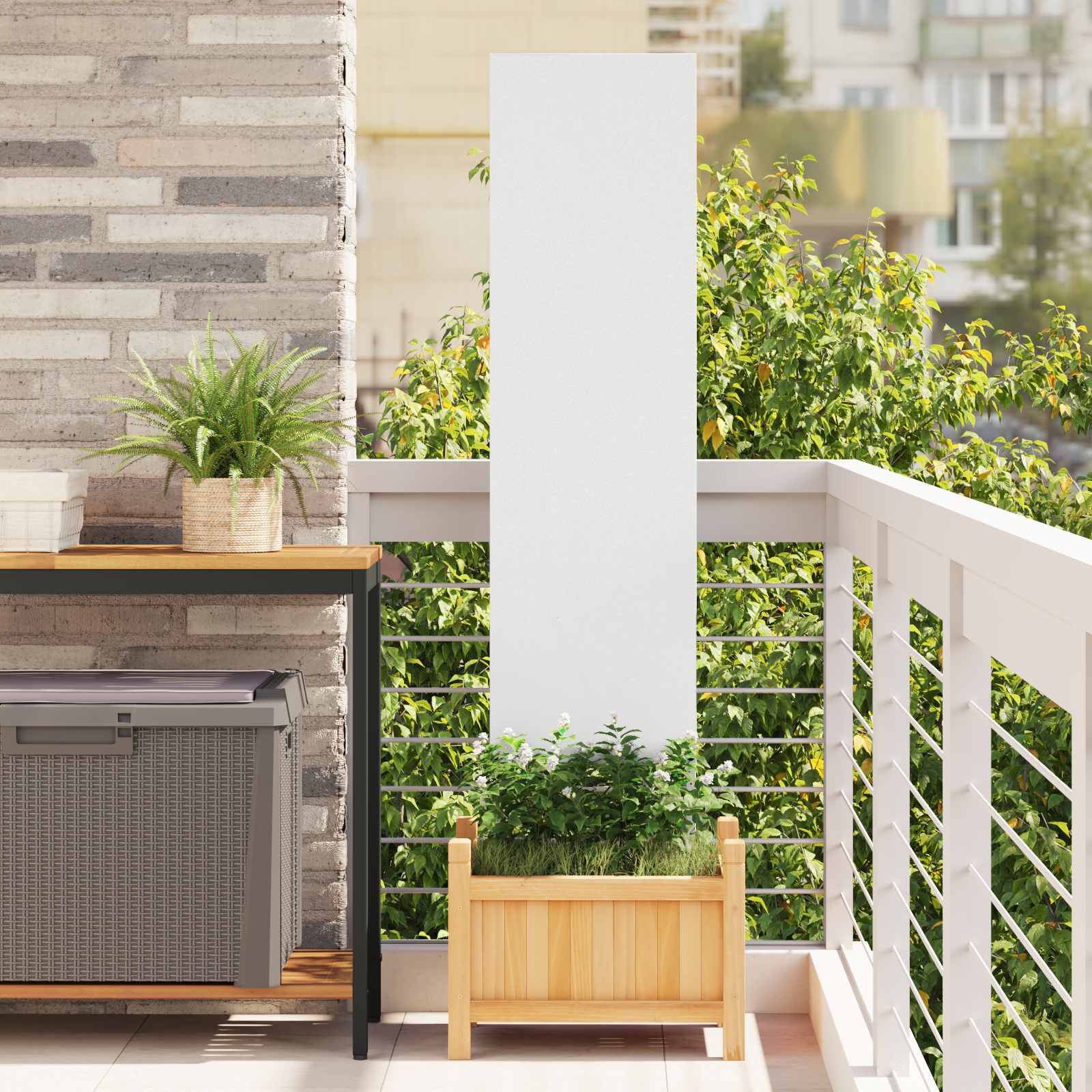 vidaXL Garden Privacy Screen White 32 x 140 cm Cold-rolled steel 1