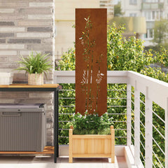 vidaXL Garden Privacy Screen Floral Rusty 32 x 140 cm Weathering Steel 1