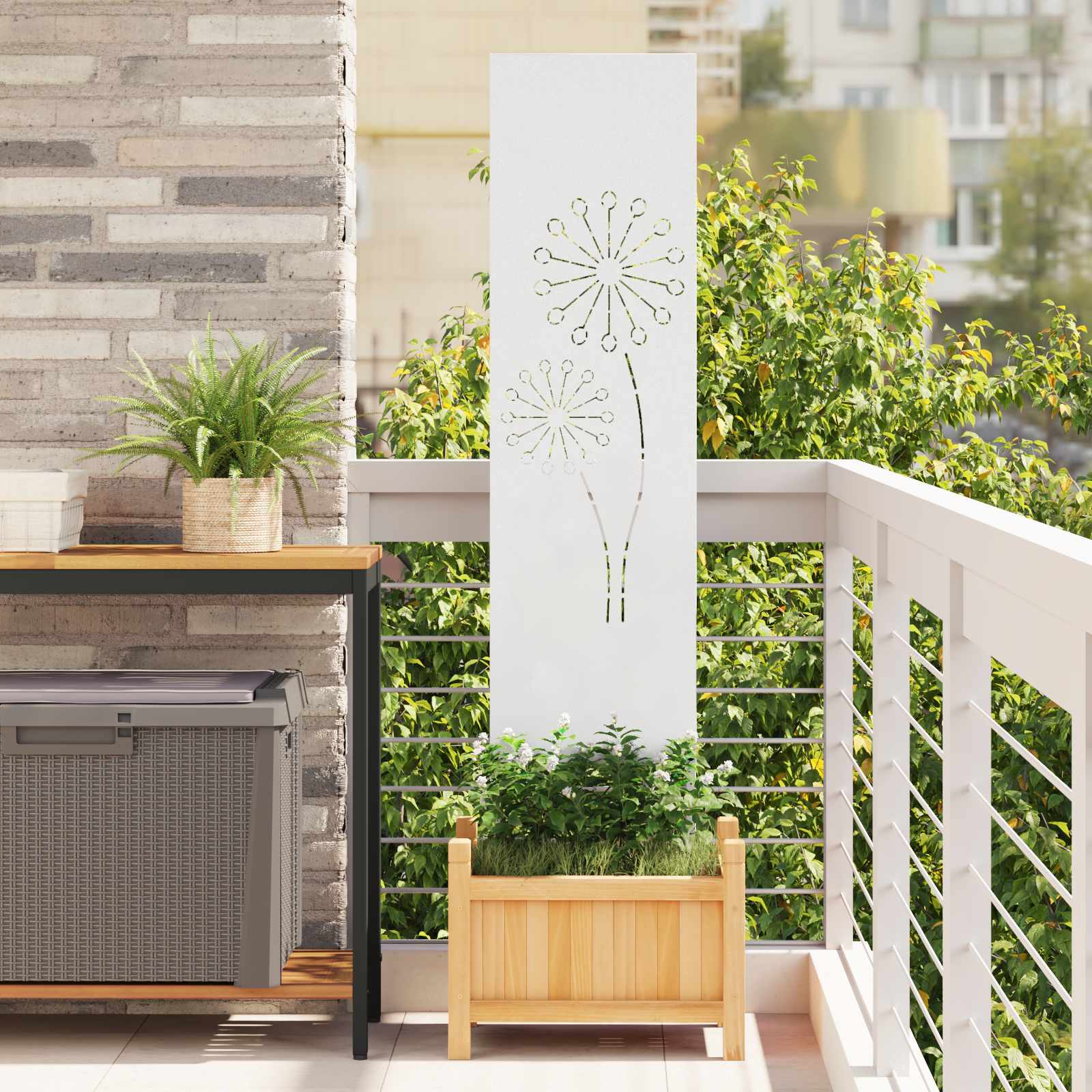 vidaXL Garden Privacy Screen White 32 x 140 cm Cold-rolled steel 1