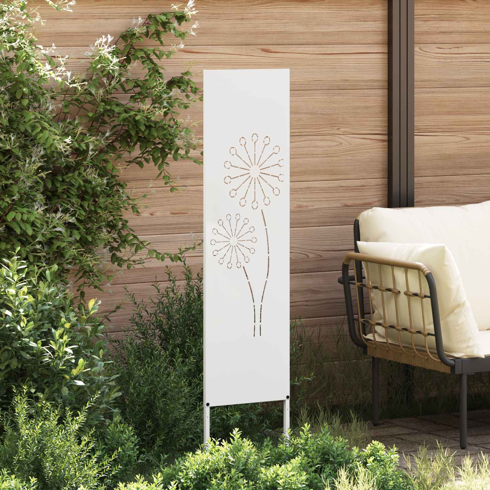 vidaXL Garden Privacy Screen White 32 x 140 cm Cold-rolled steel 3