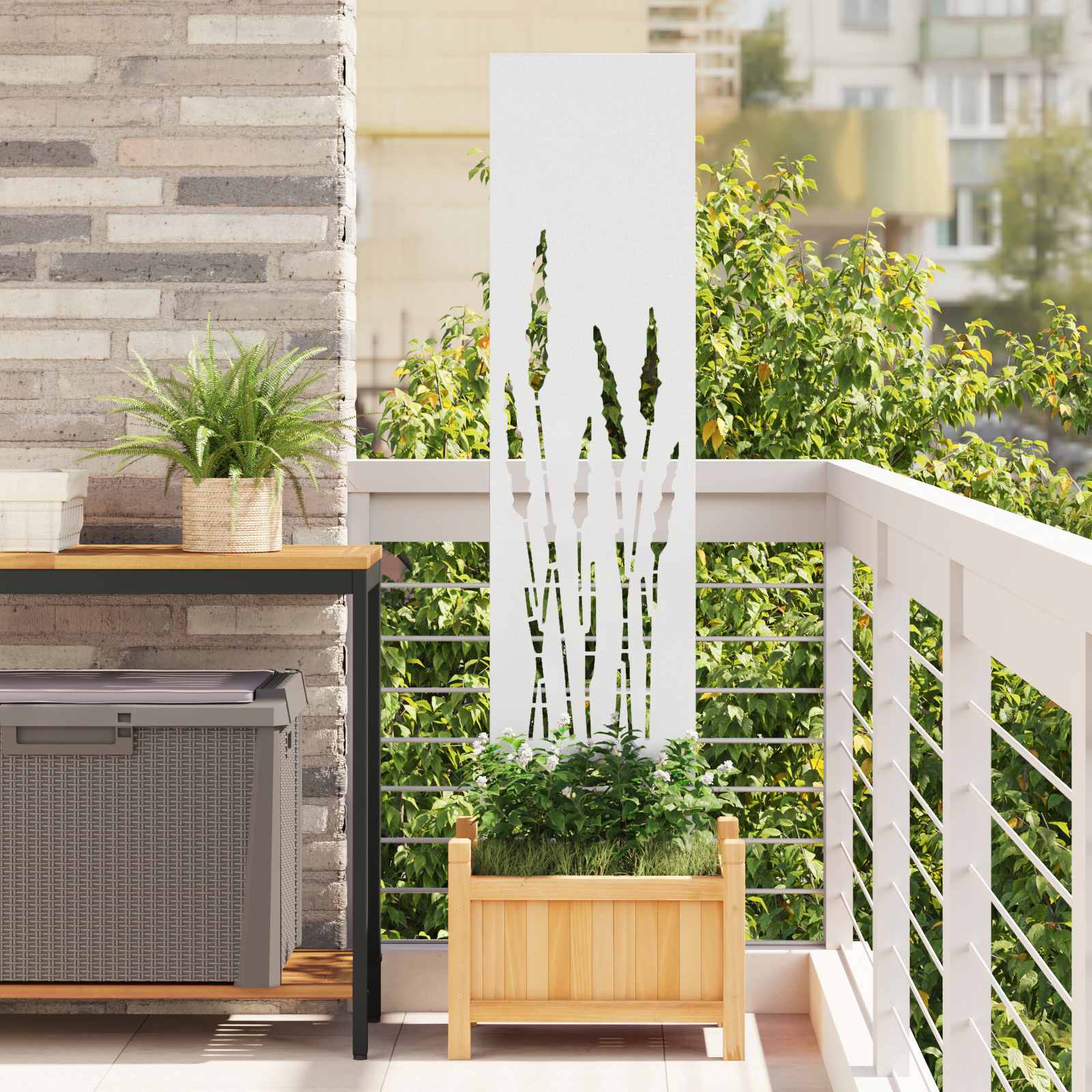 vidaXL Garden Privacy Screen White 32 x 140 cm Cold-rolled steel 1