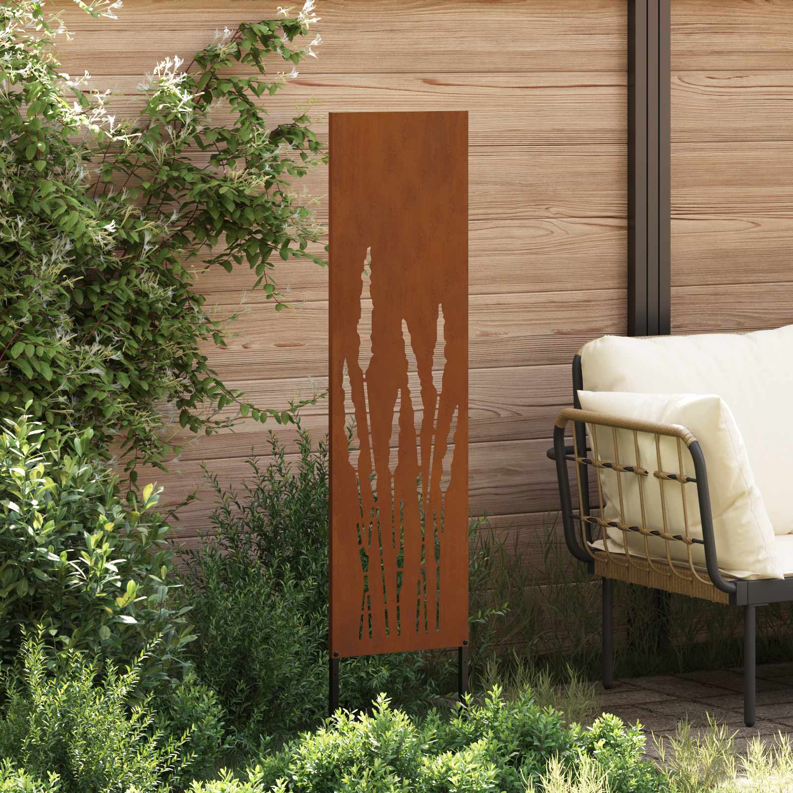 vidaXL Garden Privacy Screen Rusty 32 x 140 cm Weathering Steel 3
