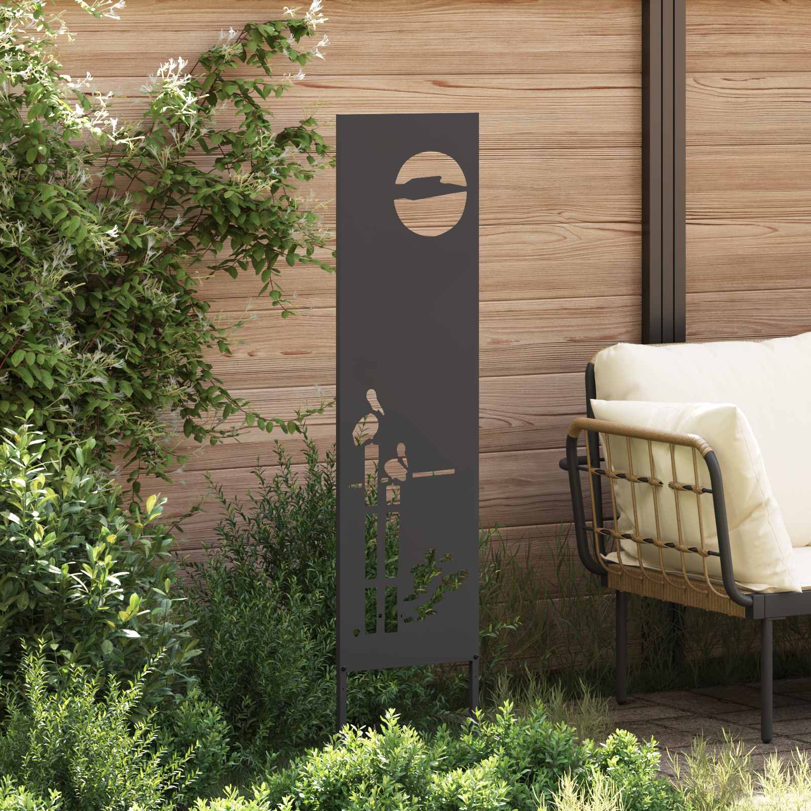 vidaXL Garden Privacy Screen Black 32 x 140 cm Cold-rolled steel 3