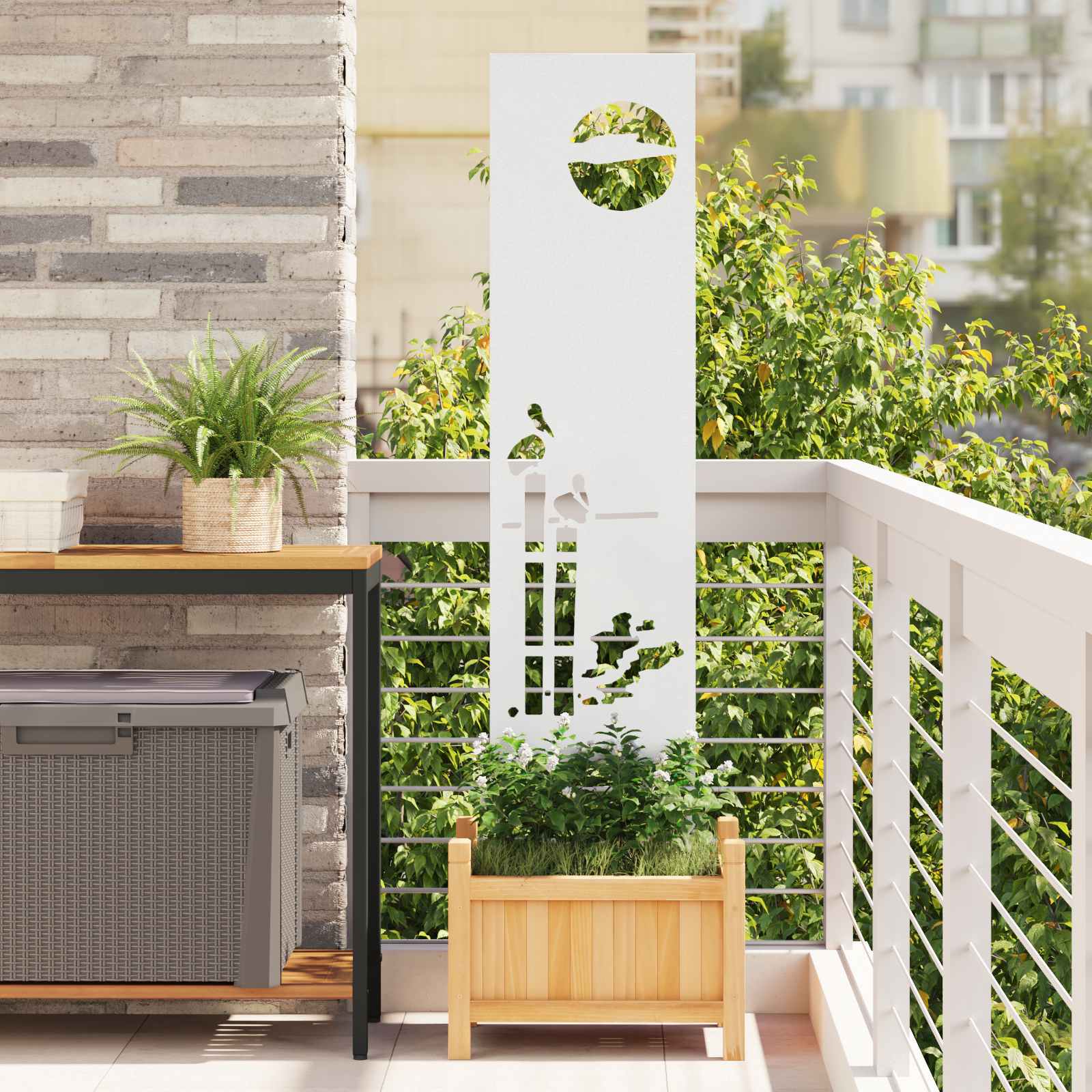 vidaXL Garden Privacy Screen White 32 x 140 cm Cold-rolled steel 1
