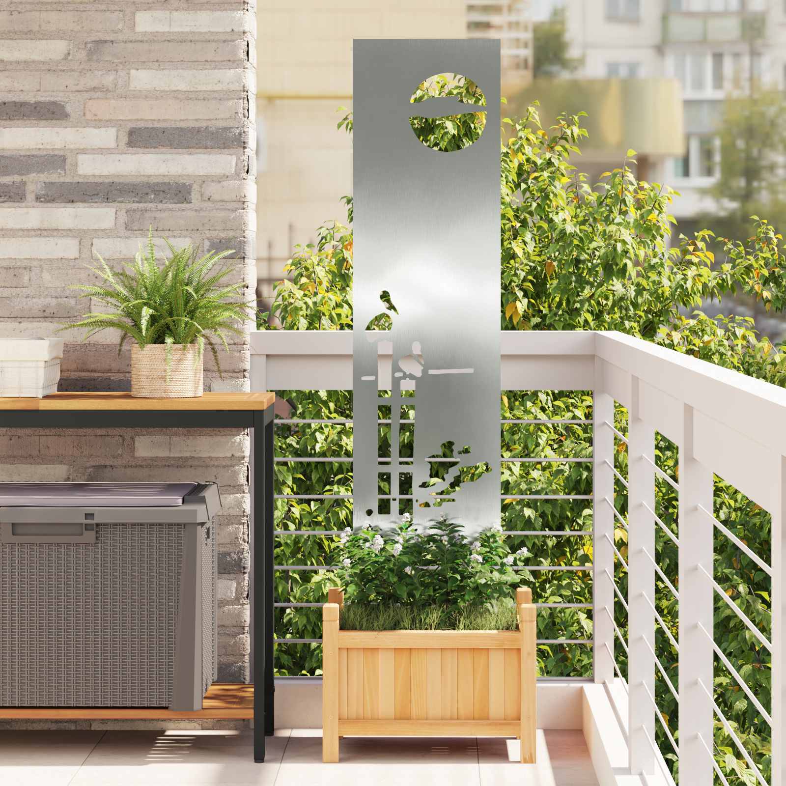 vidaXL Garden Privacy Screen Silver 32 x 140 cm Galvanised steel 1