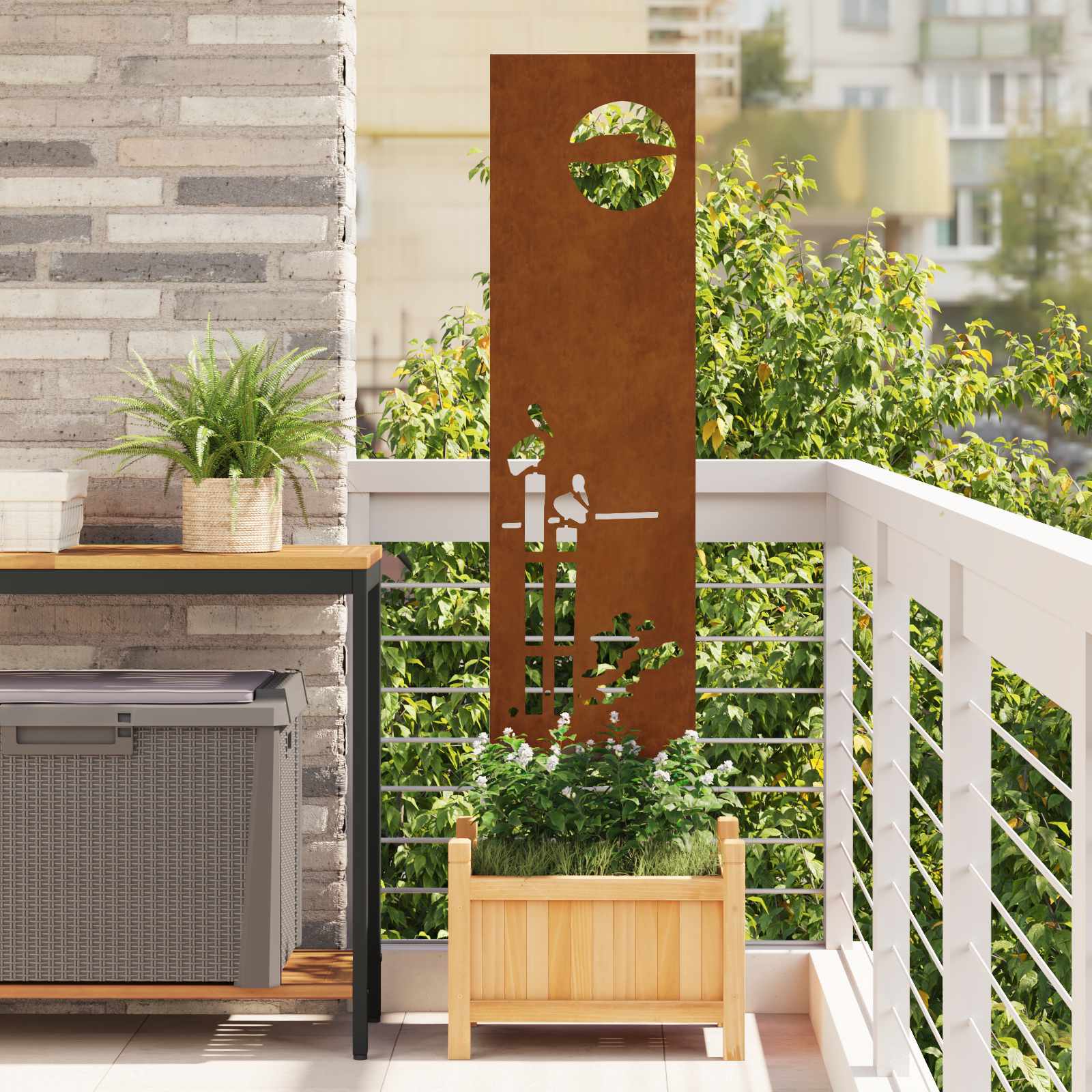 vidaXL Garden Privacy Screen Rusty 32 x 140 cm Weathering Steel 1