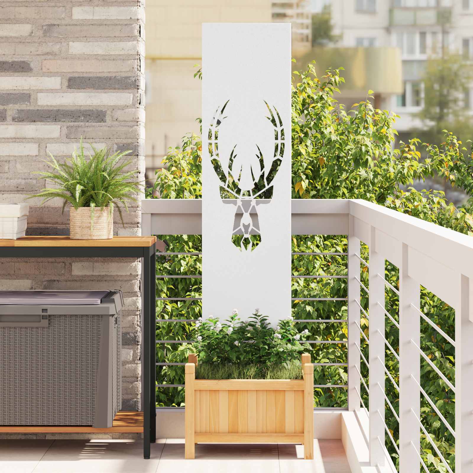 vidaXL Garden Privacy Screen White 32 x 140 cm Cold-rolled steel 1