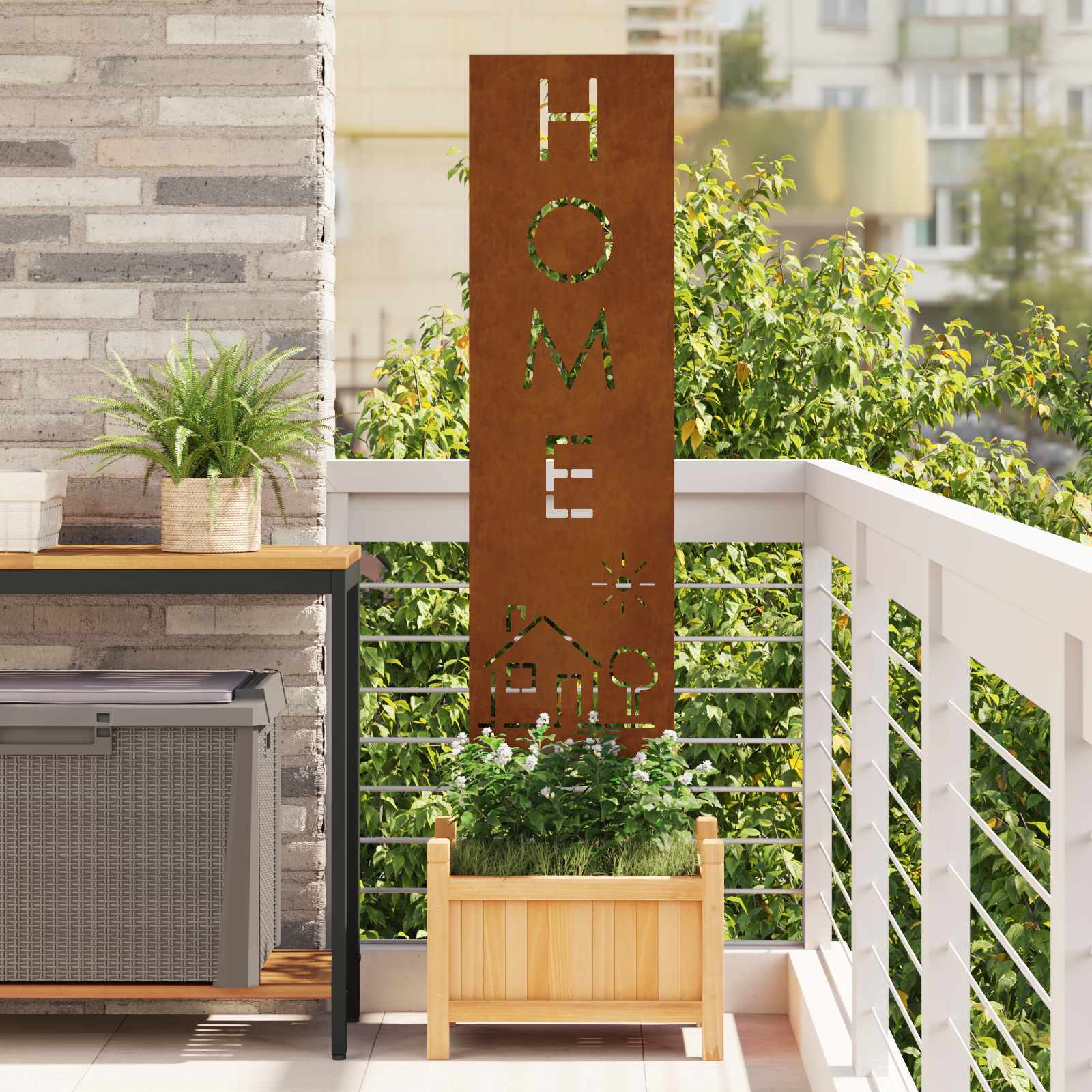 vidaXL Garden Privacy Screen Rusty 32 x 140 cm Weathering Steel 1
