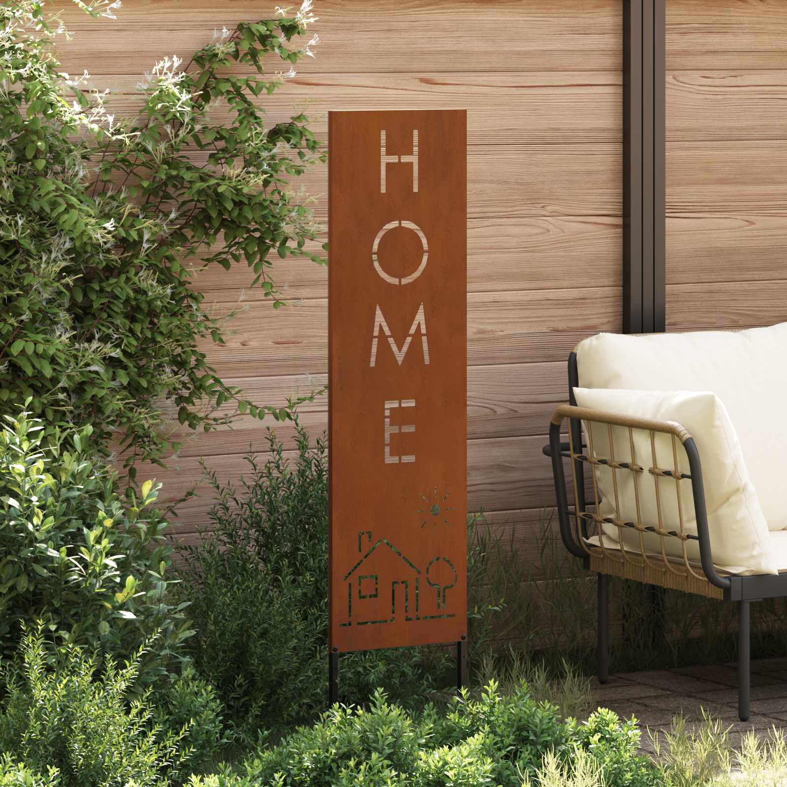 vidaXL Garden Privacy Screen Rusty 32 x 140 cm Weathering Steel 3