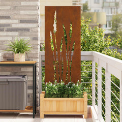 vidaXL Garden Privacy Screen Floral Rusty 50 x 140 cm Weathering Steel 1