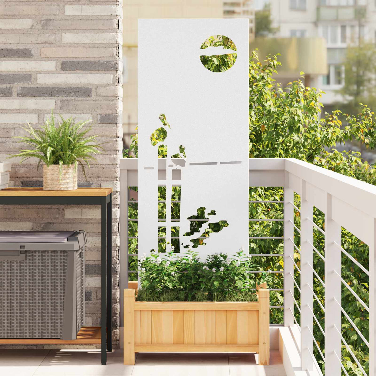 Garden Privacy Screen Cold-rolled Steel White
