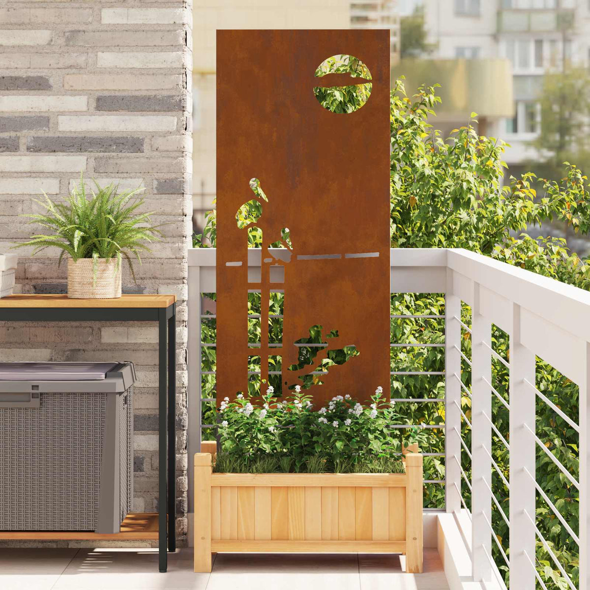 Garden Privacy Screen Rusty Weathering Steel