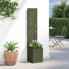 vidaXL Garden Privacy Screen Floral Olive green 32 x 32 x 150 cm 4