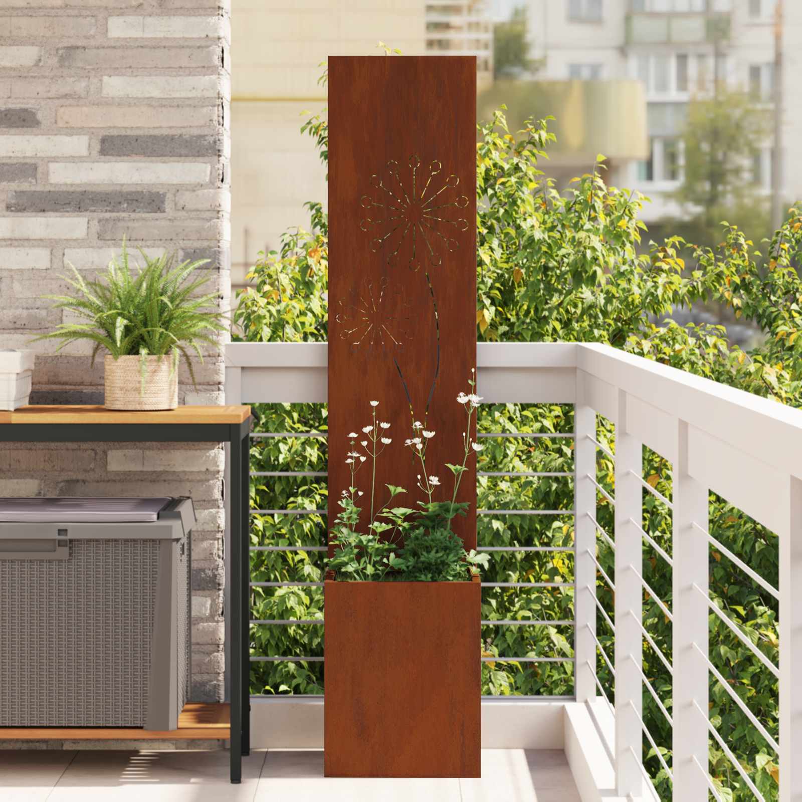 vidaXL Garden Privacy Screen Rusty 32 x 32 x 150 cm Weathering steel 1