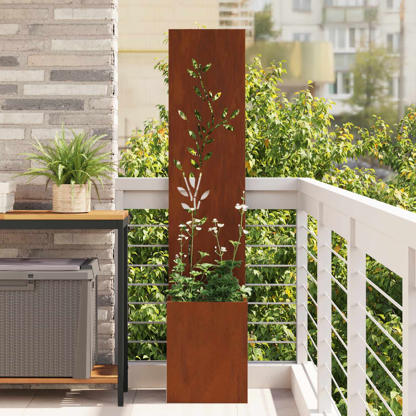 vidaXL Garden Privacy Screen Rusty 32 x 32 x 150 cm Weathering steel 1