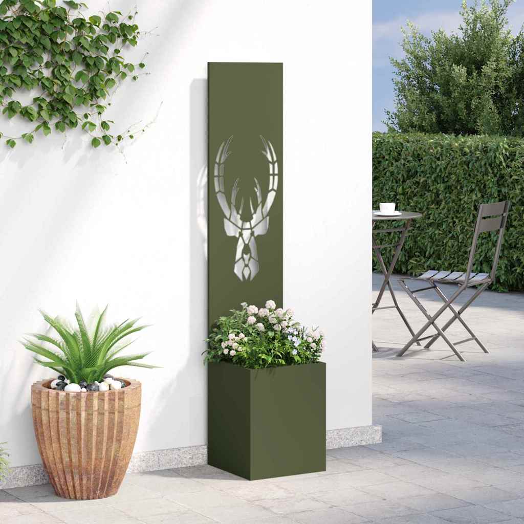 vidaXL Garden Privacy Screen Animal Print Olive green 32 x 32 x 150 cm 4