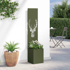 vidaXL Garden Privacy Screen Animal Print Olive green 32 x 32 x 150 cm 4