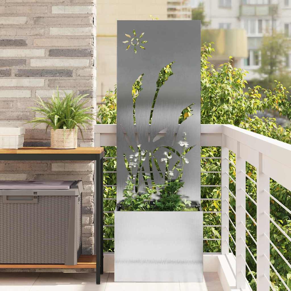 Garden Privacy Screen Sliver 50 x 32 x 150 cm Stainless Steel Reed