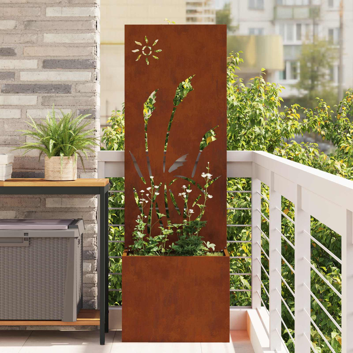 Garden Privacy Screen Rusty Weathering Steel