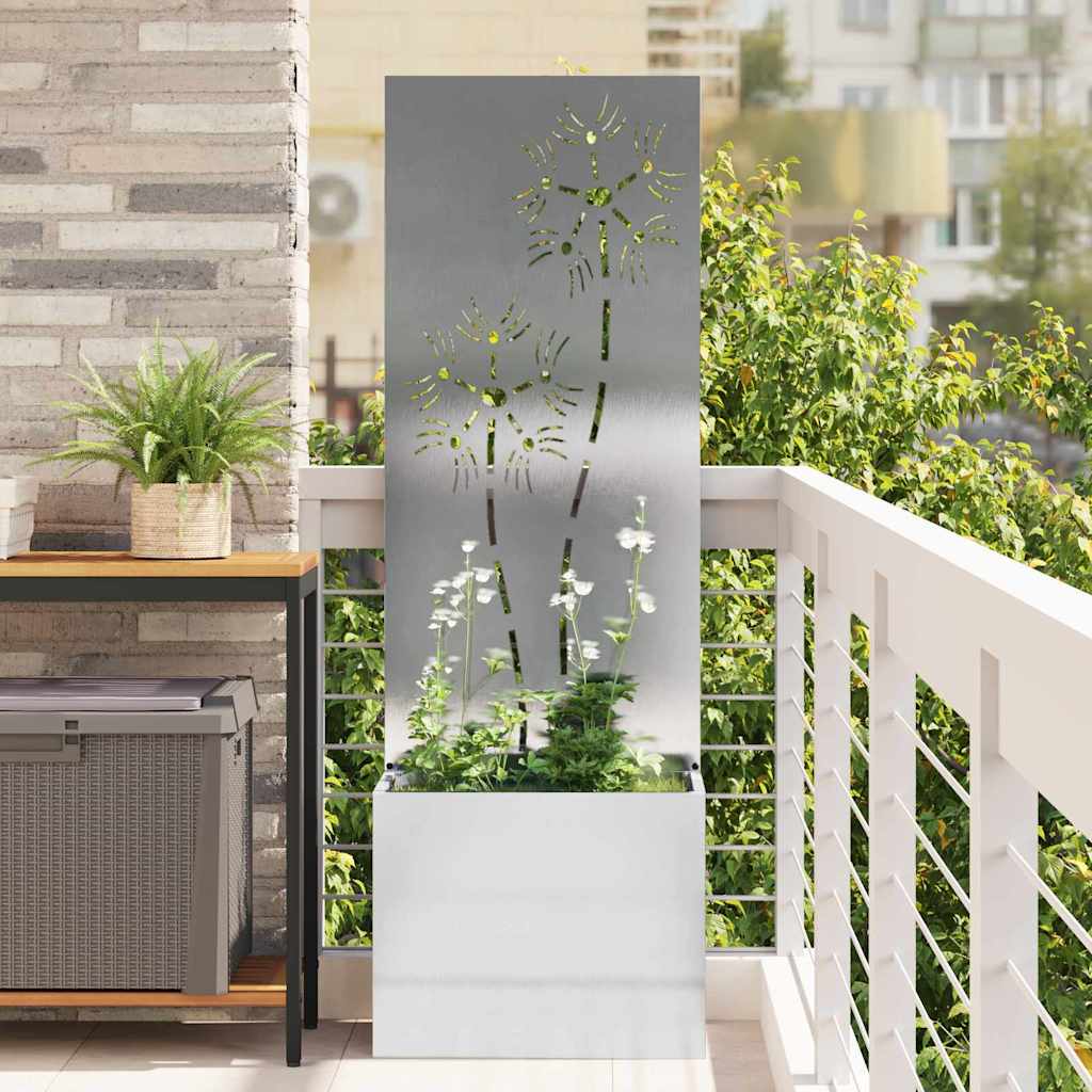 Garden Privacy Screen Sliver 50 x 32 x 150 cm Stainless Steel Sunflower