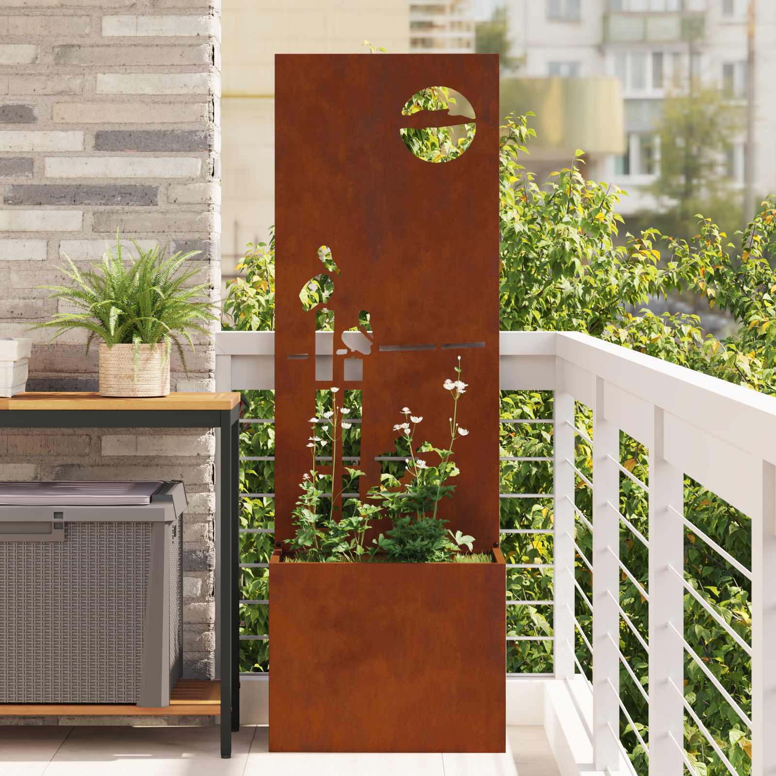 vidaXL Garden Privacy Screen Rusty 50 x 32 x 150 cm Weathering steel 1