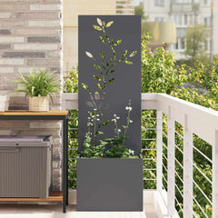 Garden Privacy Screen Fretwork 50 x 32 x 150 cm Anthracite Leaf