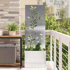 Garden Privacy Screen Sliver 50 x 32 x 150 cm Stainless Steel Leaf