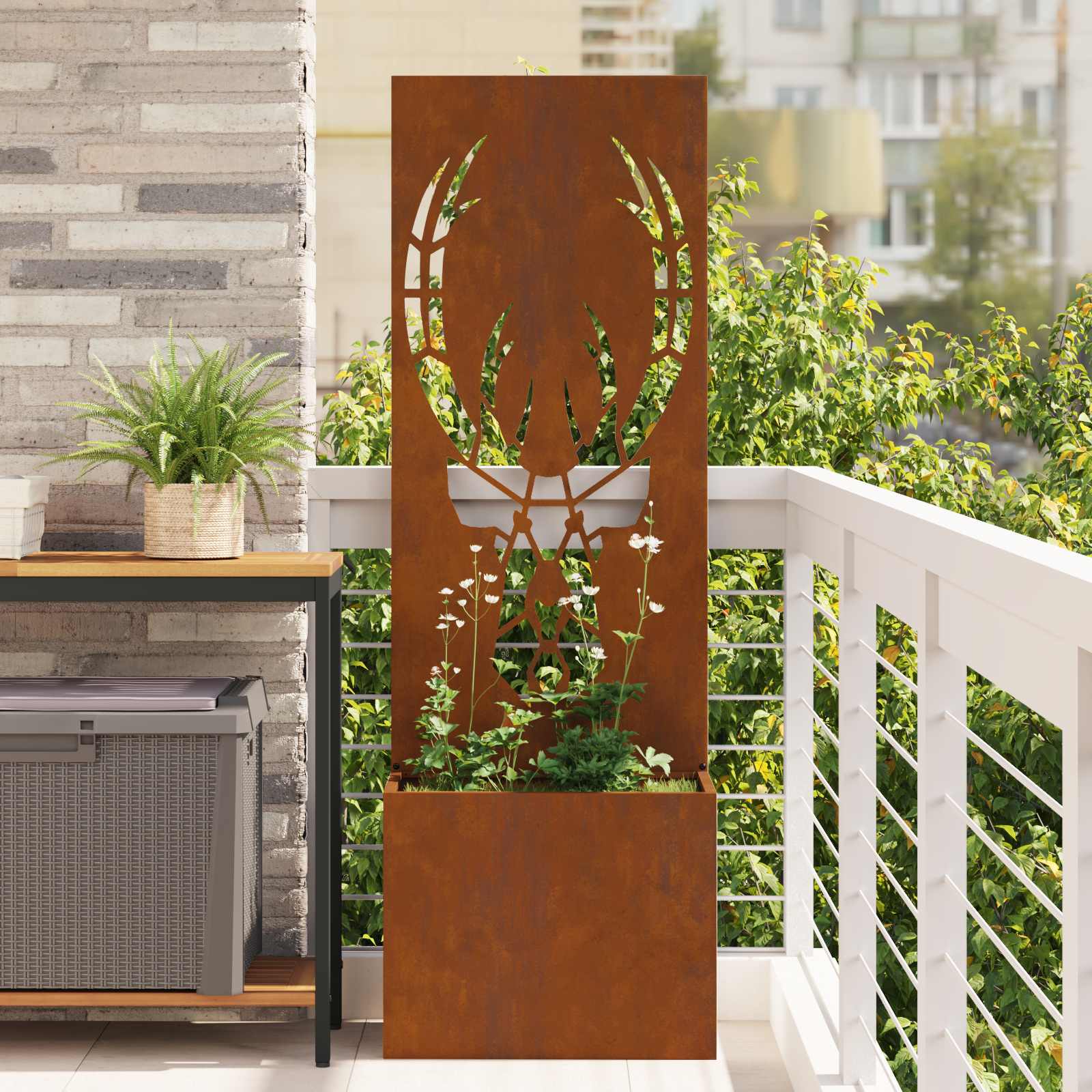 vidaXL Garden Privacy Screen Rusty 50 x 32 x 150 cm Weathering Steel 1