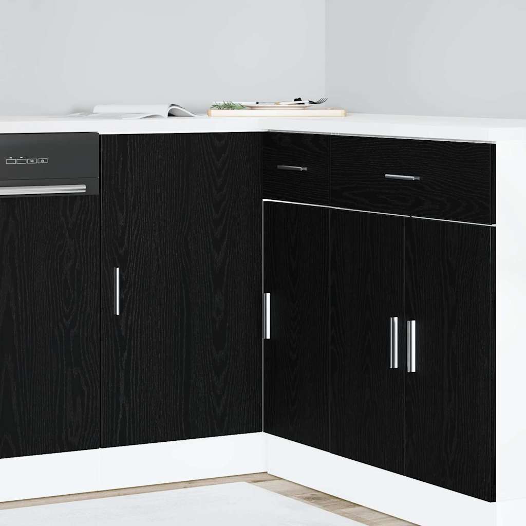 vidaXL Kitchen Corner Base Cabinet Black oak 86 x 46 x 81.5 cm 1