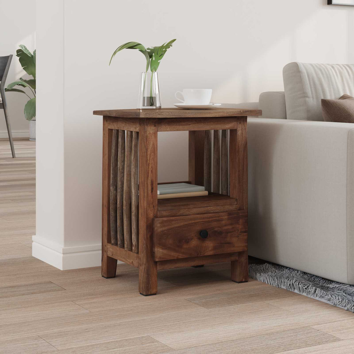 vidaXL Bedside Table Brown 30 x 30 x 47 cm Solid Reclaim Wood 3