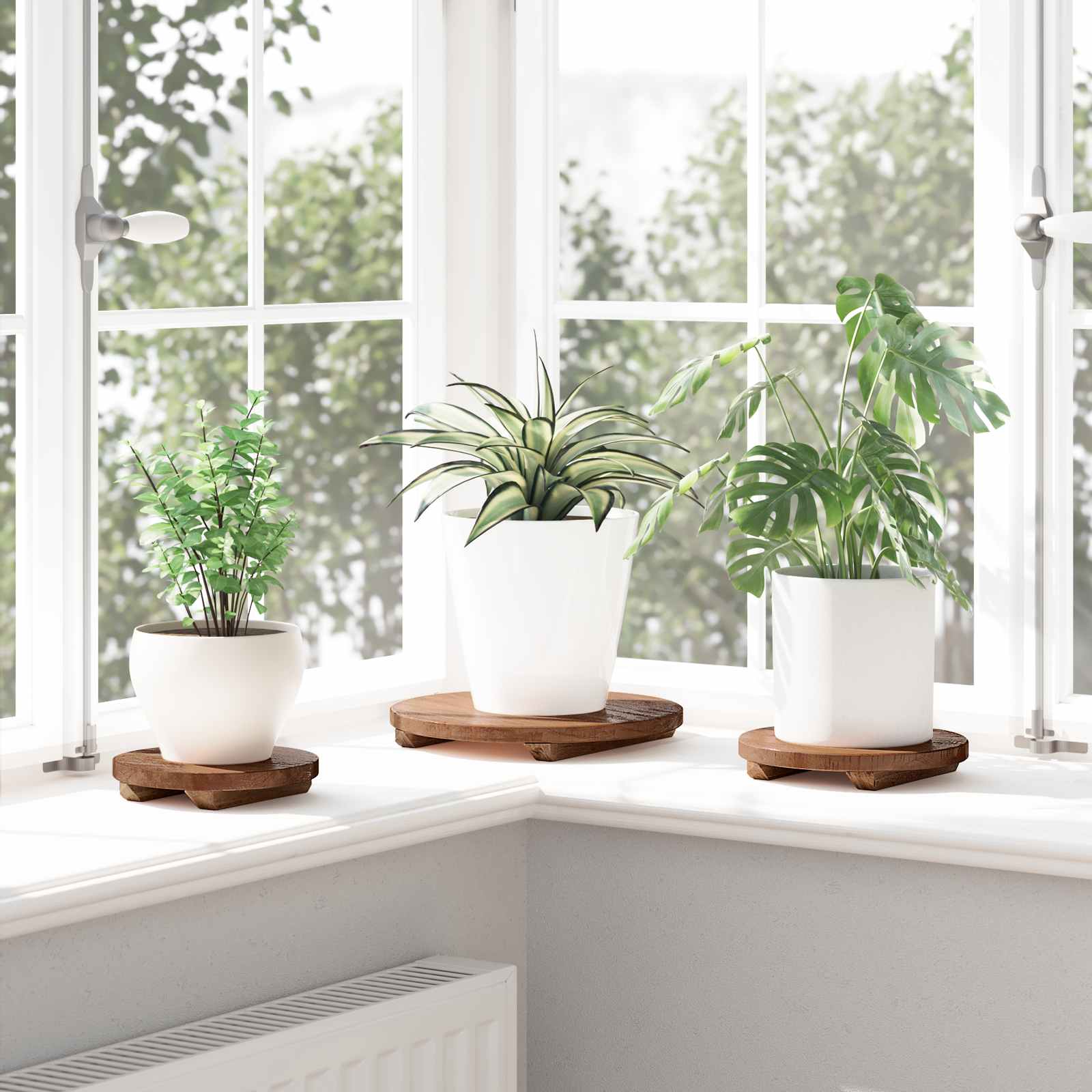vidaXL Plant Stool 3 pcs Natural 29 x 29 x 3.5 cm Mahogany Wood 3