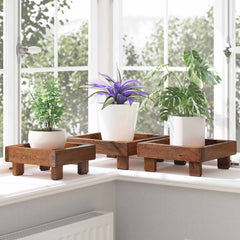 vidaXL Plant Stand 3 pcs Brown 35 x 35 x 12 cm Mahogany Wood 3