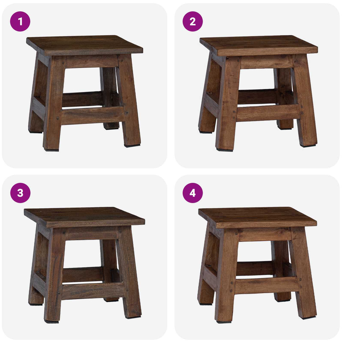 vidaXL Stool Natural 26 x 26 x 26 cm Mahogany Wood 4