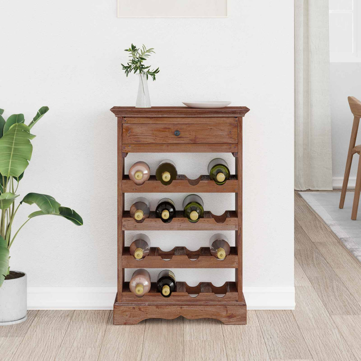vidaXL Wine Rack 55 x 23 x 85 cm Solid Mahogany Wood 4