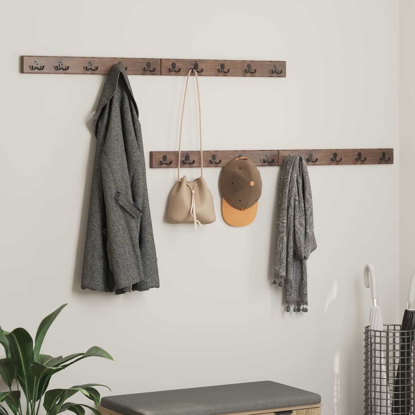 vidaXL Hanger Brown 60 x 7 x 8 cm Solid Reclaim Wood 1
