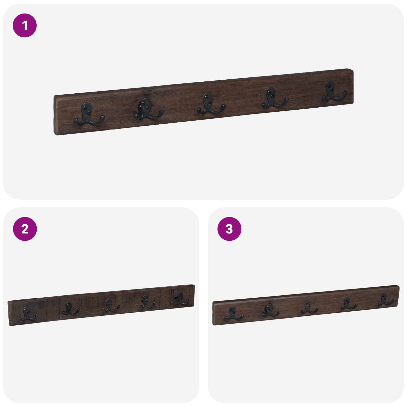 vidaXL Hanger Brown 60 x 7 x 8 cm Solid Reclaim Wood 4