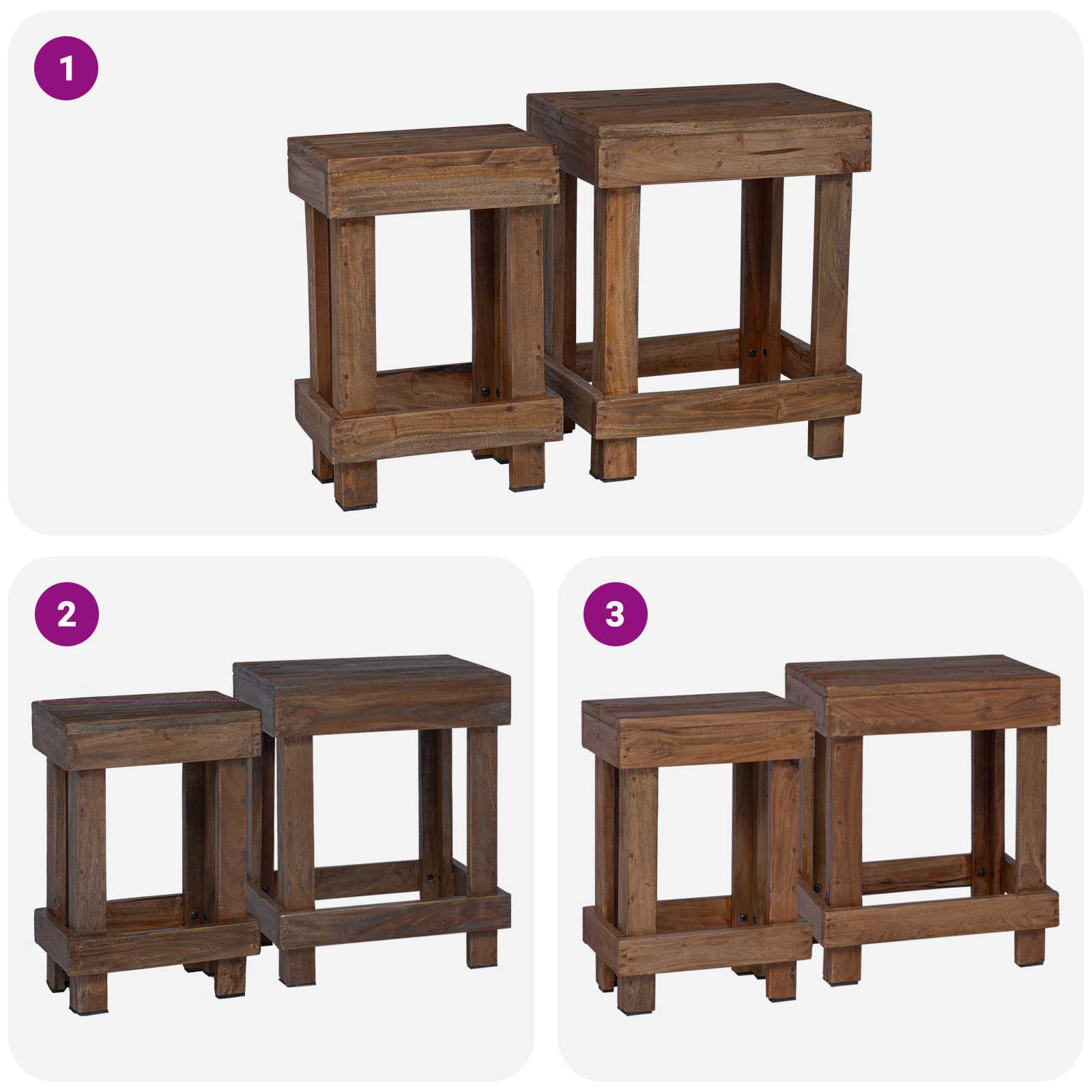 vidaXL Plant Stand 2 pcs Brown 70 x 11 x 27 cm Mahogany Wood 4
