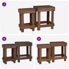 vidaXL Plant Stand 2 pcs Brown 70 x 11 x 27 cm Mahogany Wood 4