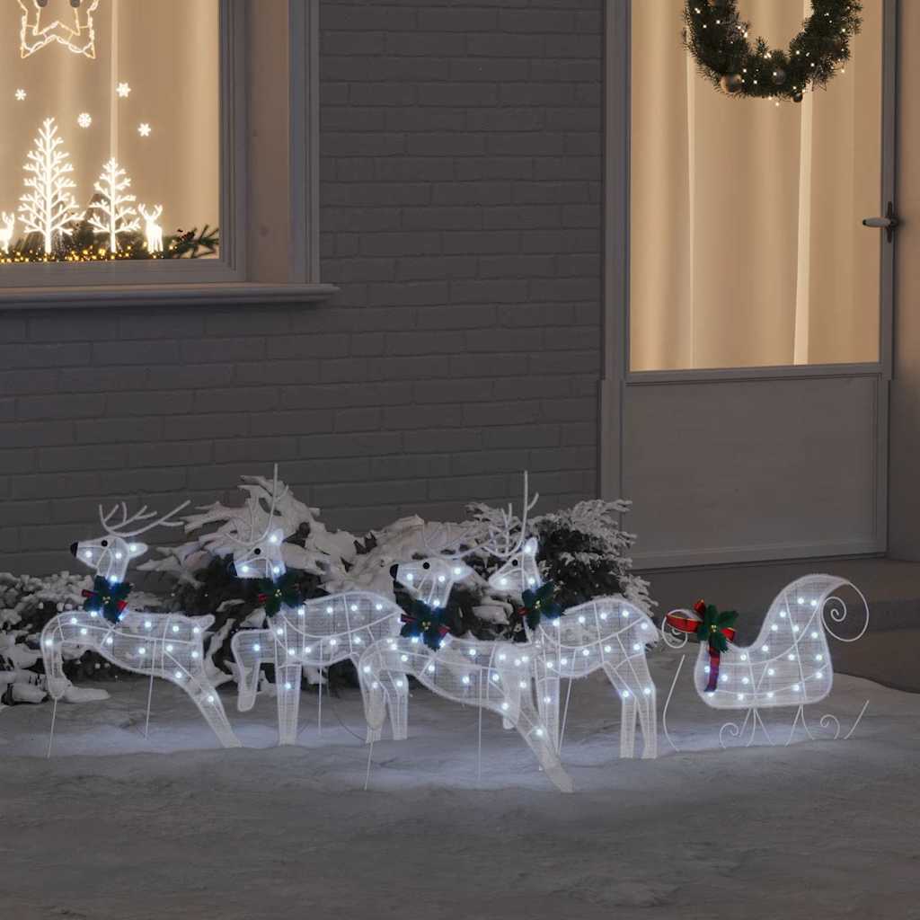 vidaXL Christmas Reindeer with sleigh 60 LEDs Warm White