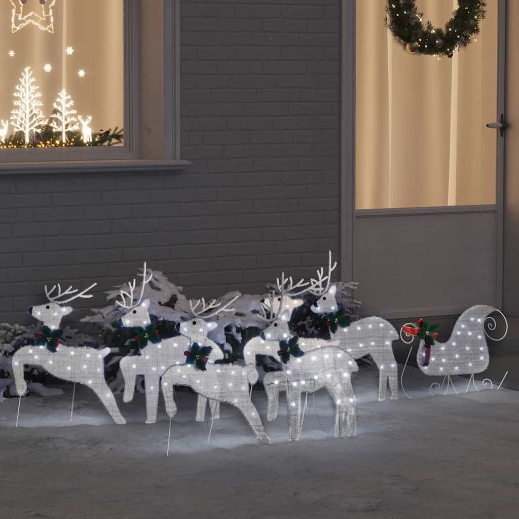 vidaXL Christmas Reindeer with sleigh 60 LEDs Warm White
