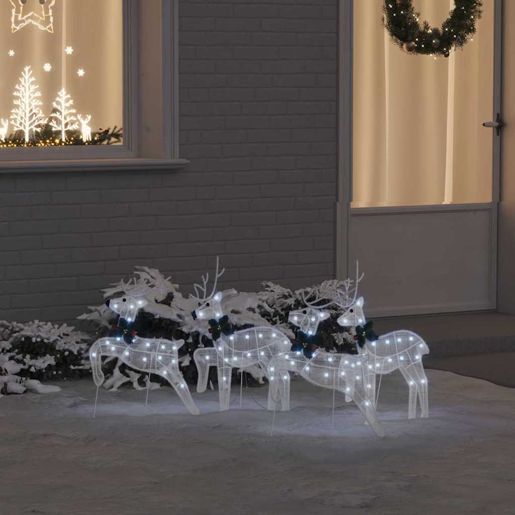 vidaXL LED Reindeers 4 pcs White 45 x 19 x 65 cm Fabric 1